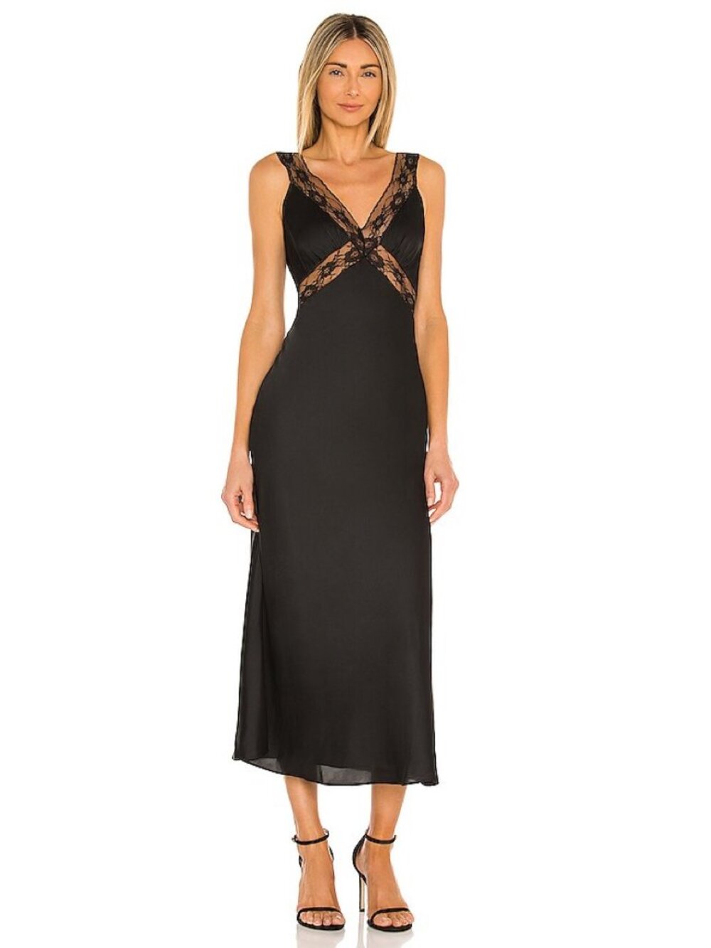 Majorelle Cami Midi Slip Dress in Black